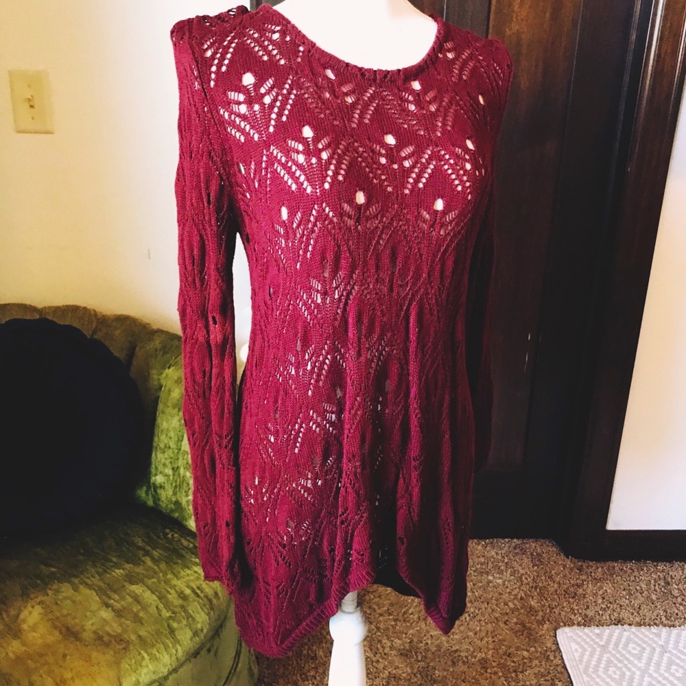 Beautiful Maroon Lace and Grace Women’s knit top